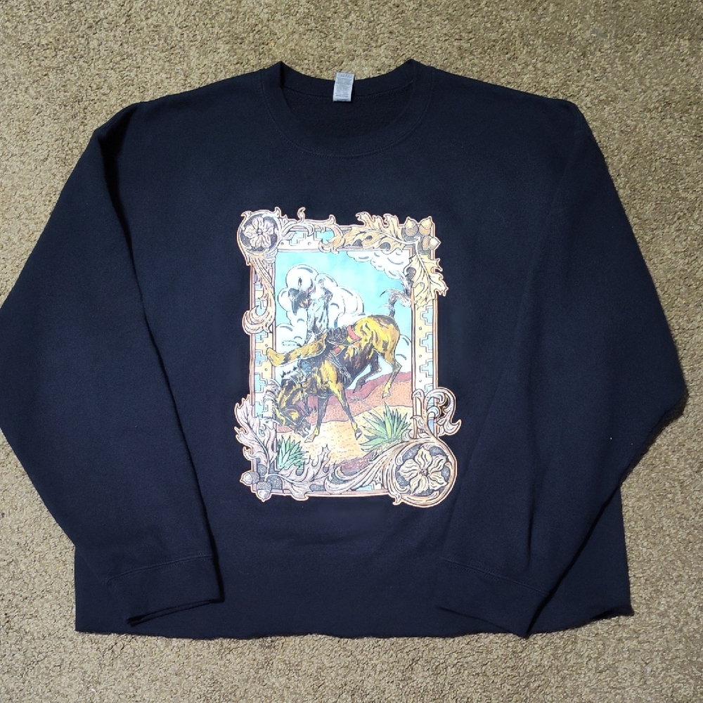 Gildan Black Crewneck Sweater with Graphic Design